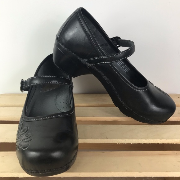 Dansko Shoes | Dansko Black Leather Mary Janes Outer Embroidery | Poshmark